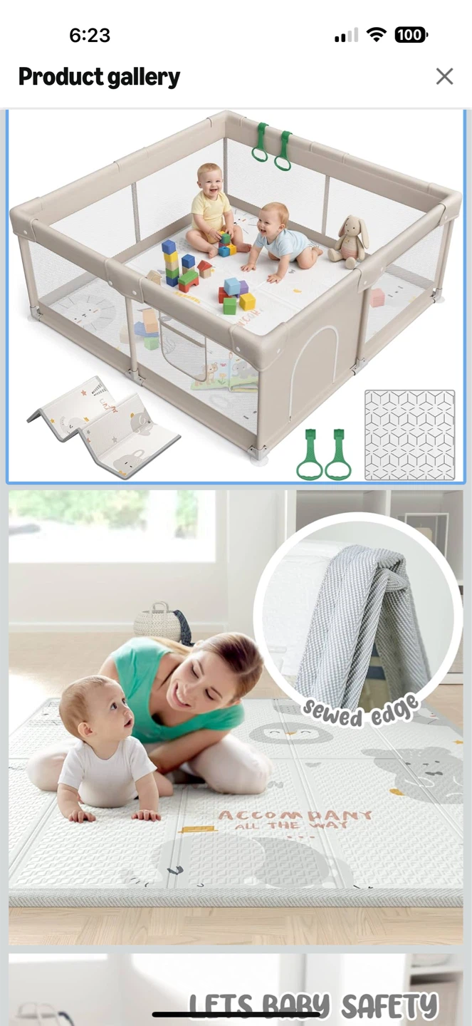 Baby Playpen with Mat, 47x47x27inch - photo 4