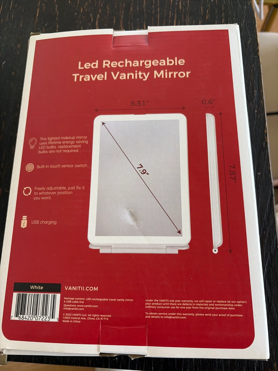 VANITII LED Rechargeable Travel Vanity Mirror - 7.9 Inch - photo 2