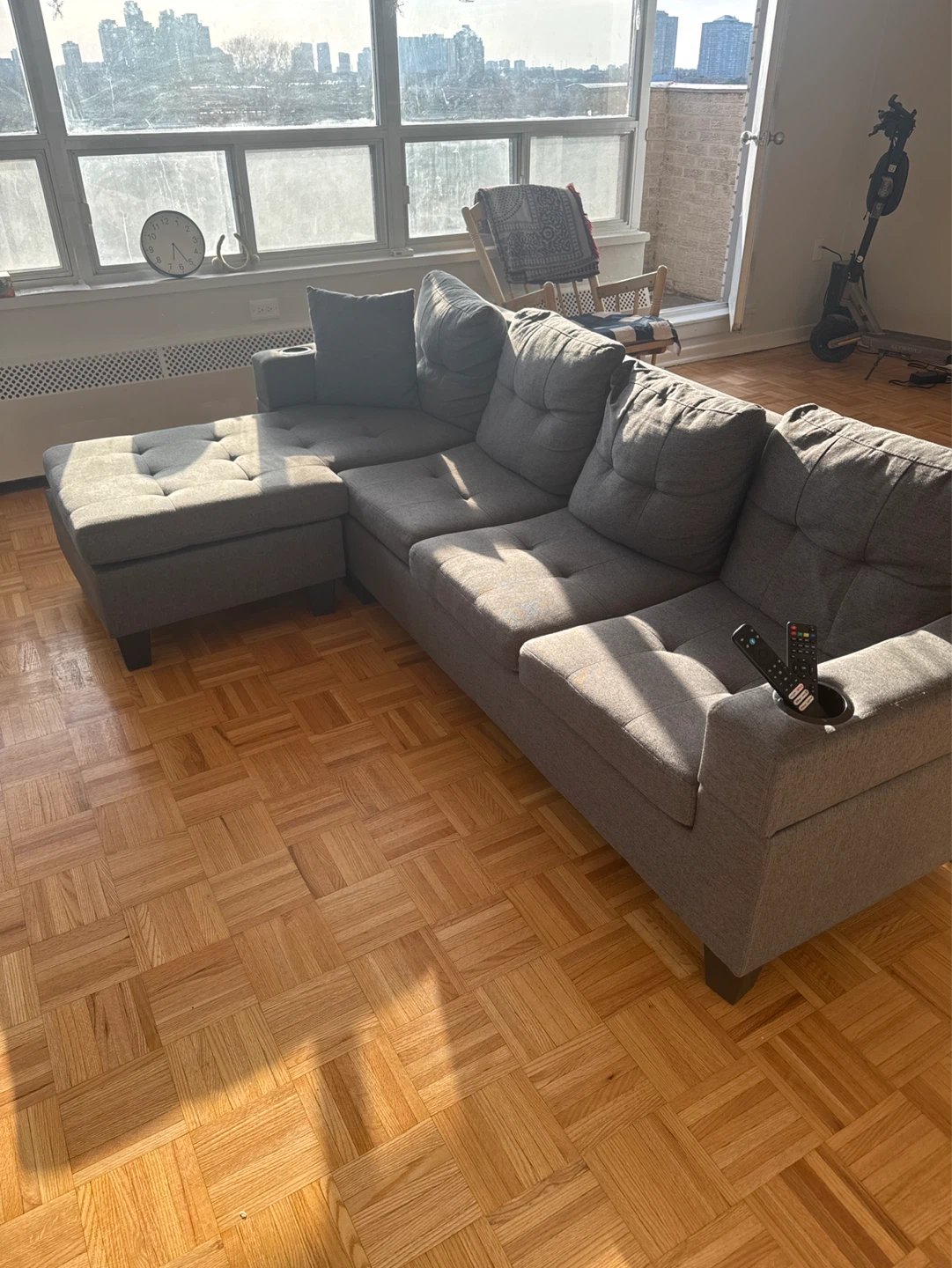 Grey Sectional Sofa with Chaise