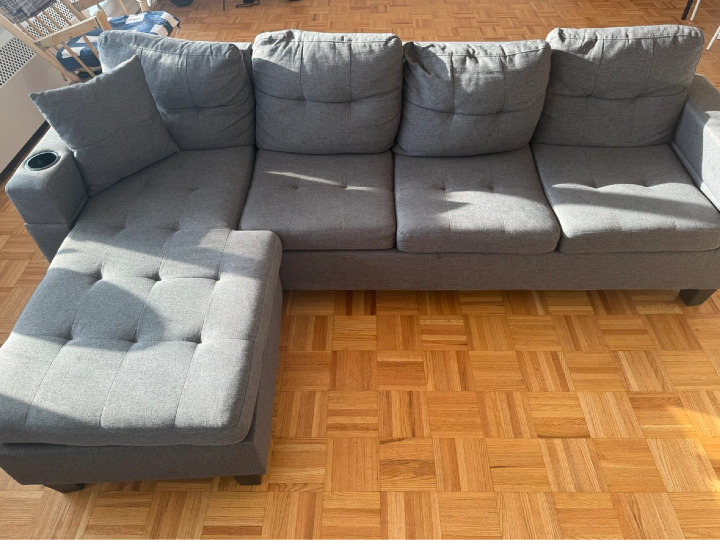 Grey Sectional Sofa with Chaise - photo 2