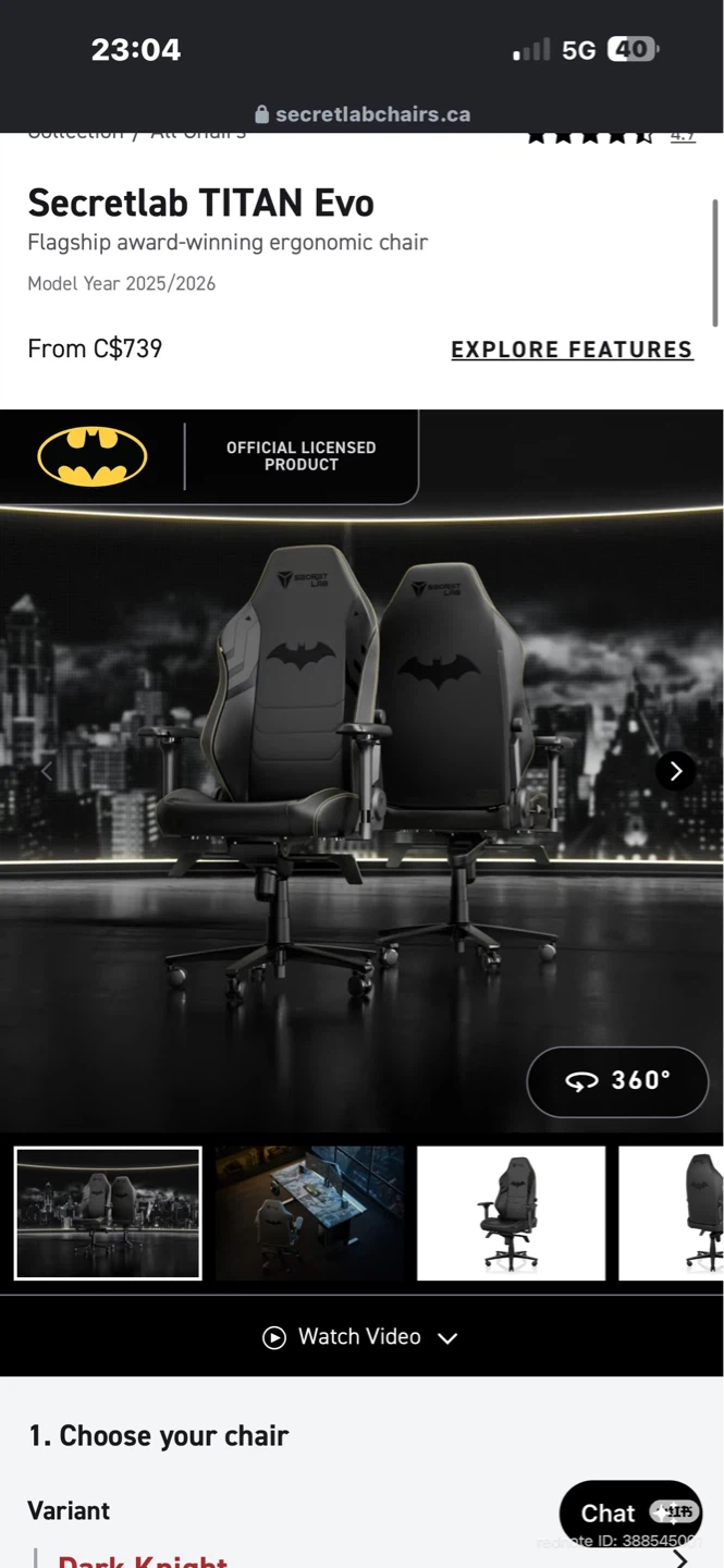 Secretlab TITAN Evo Batman Edition Gaming Chair