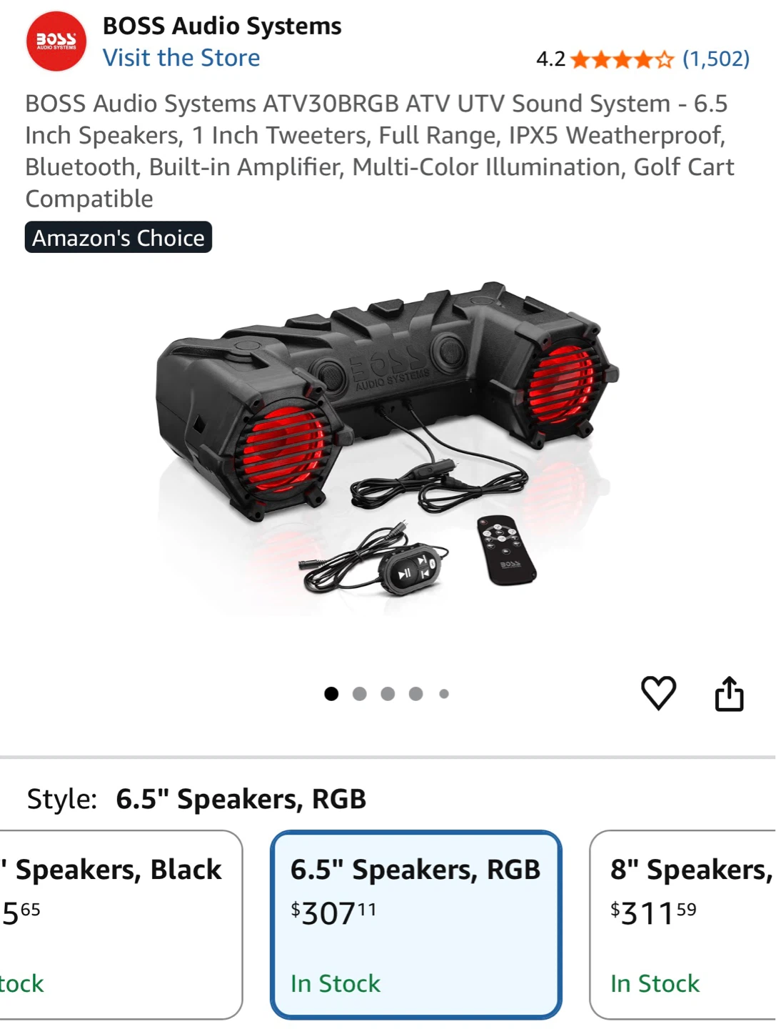 BOSS AUDIO SYSTEMS ATV30BRGB Amplified Sound System