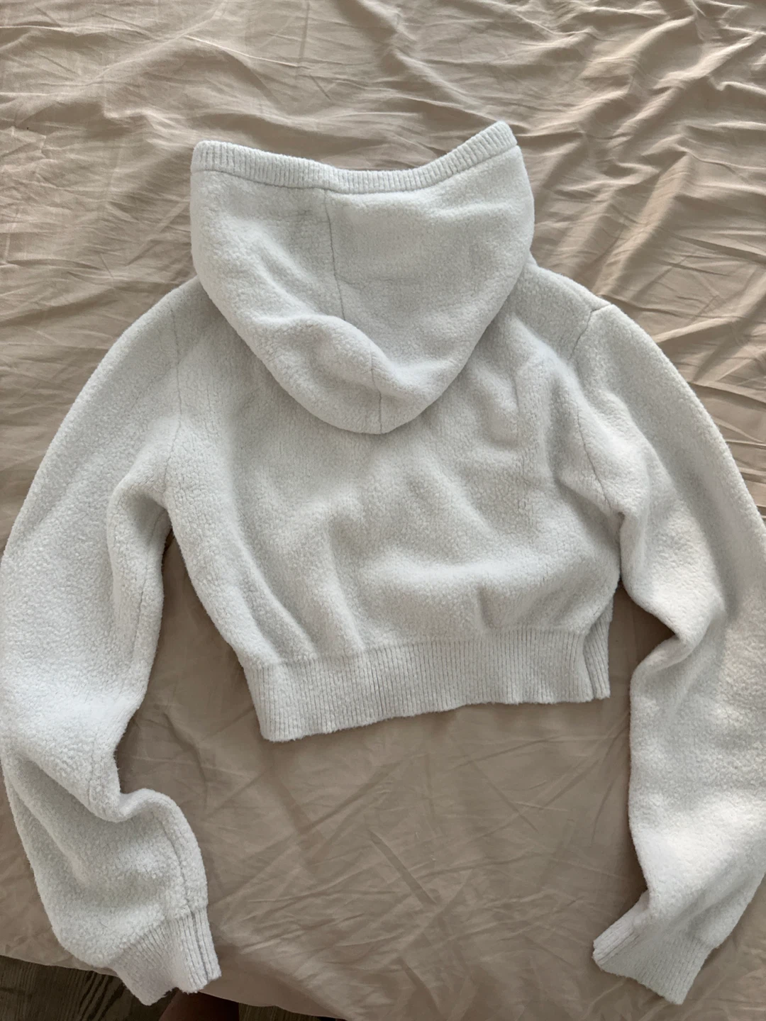 Zara White Cropped Hoodie - Size M - photo 4