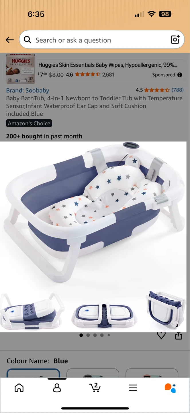 Foldable Baby Bath Tub Blue - photo 3