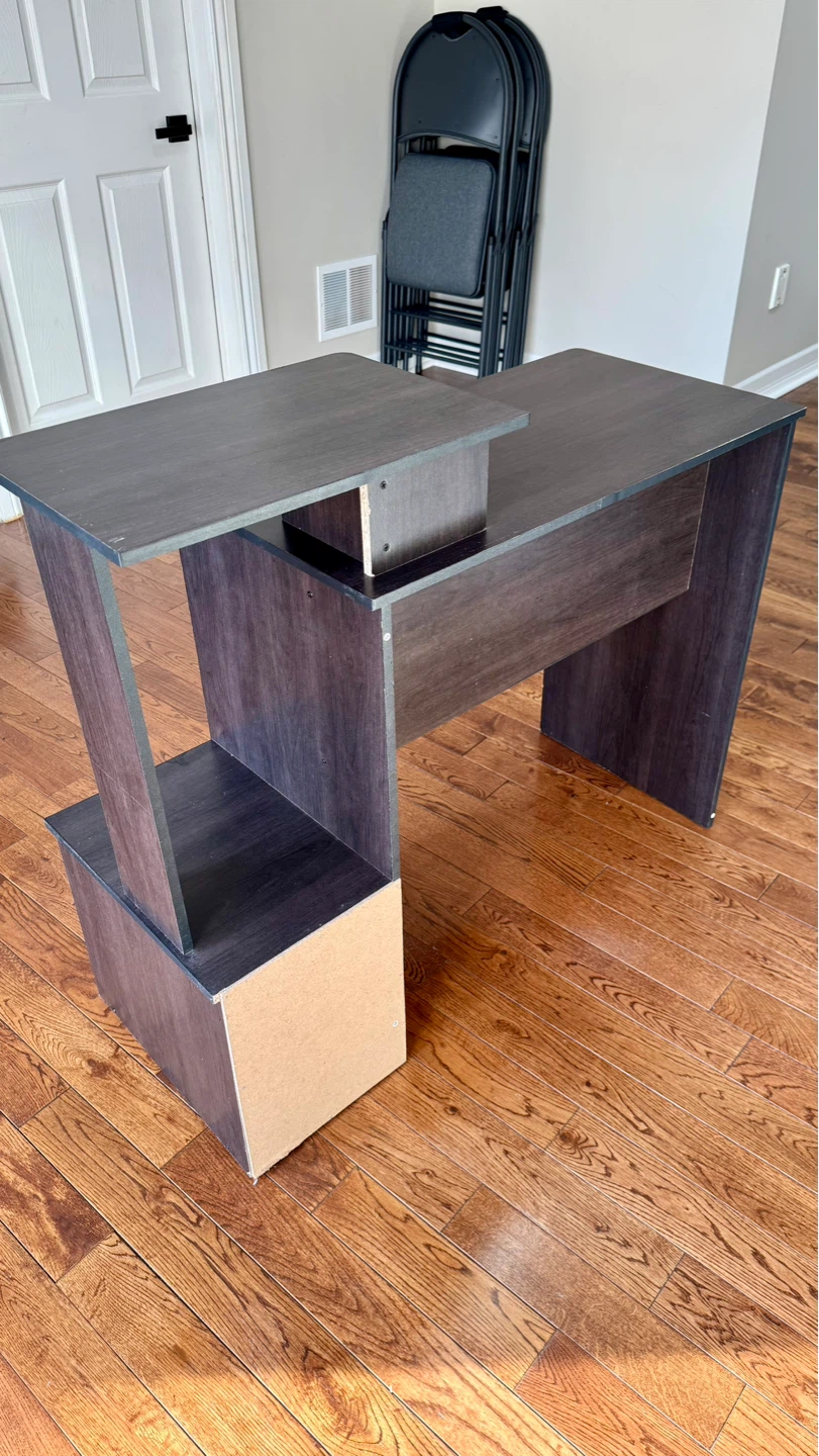 Dark Wood Computer Desk with Shelving - photo 4