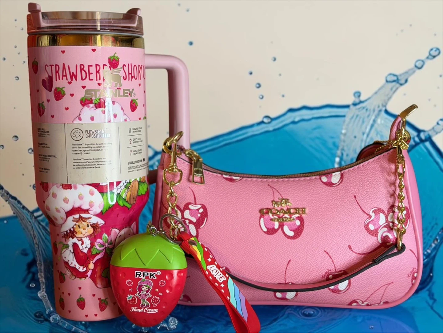 "Strawberry Short" Tumbler & Coach Cherry Bag Set