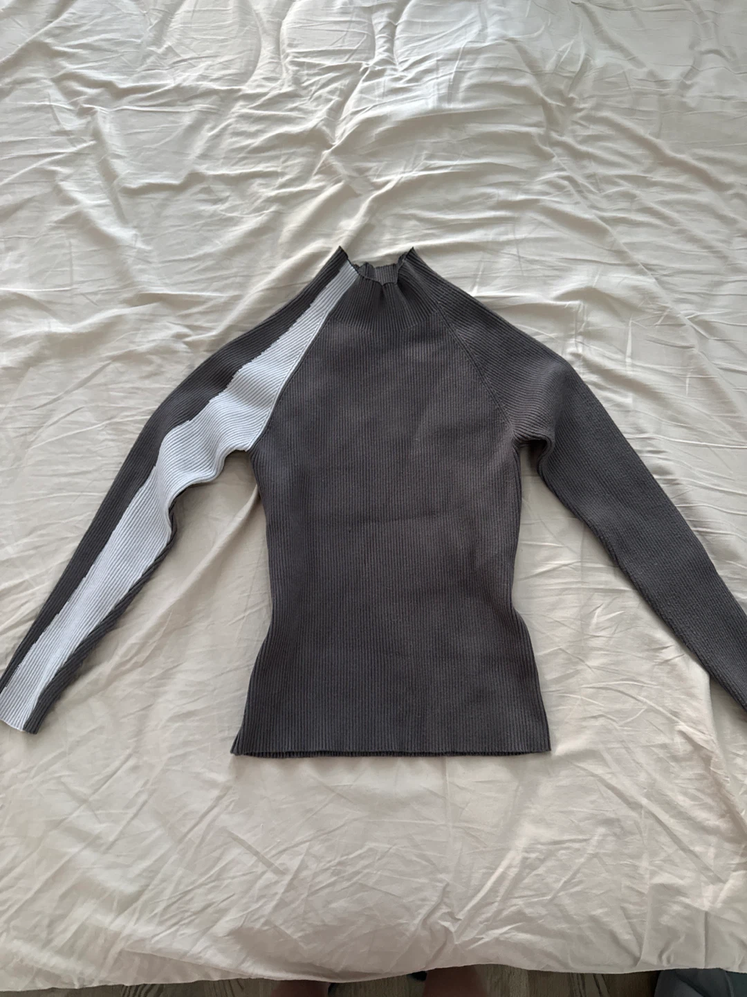 Wool blend Ribbed Mock Neck Sweater