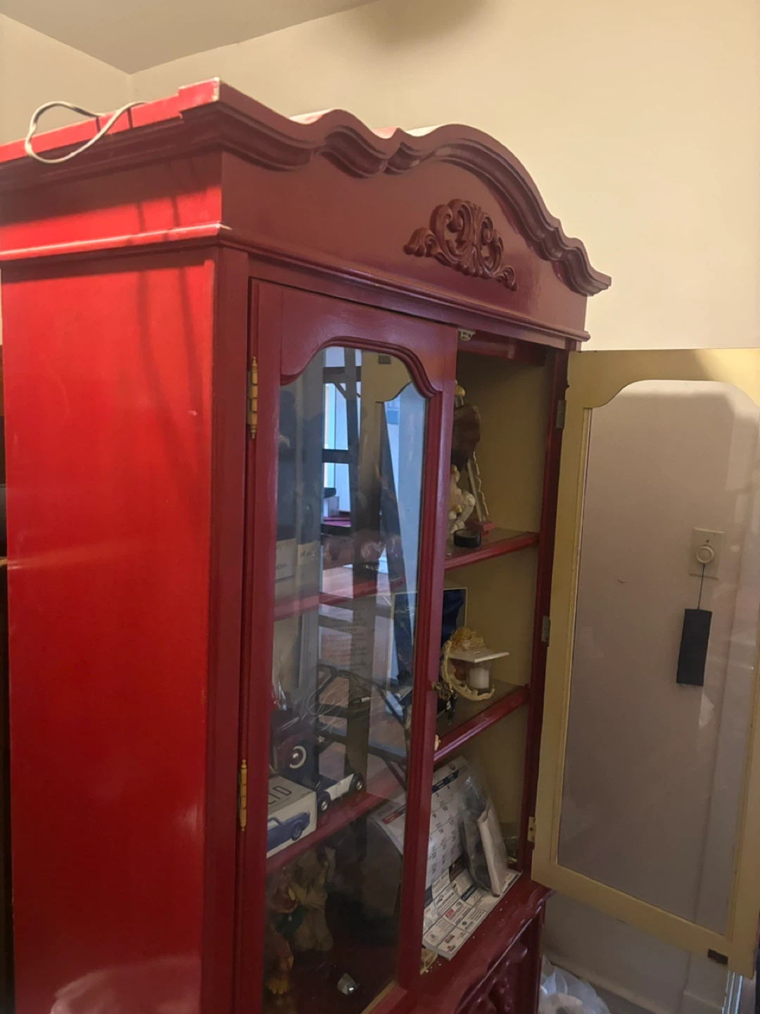 Red Display Cabinet with Glass Doors - photo 3