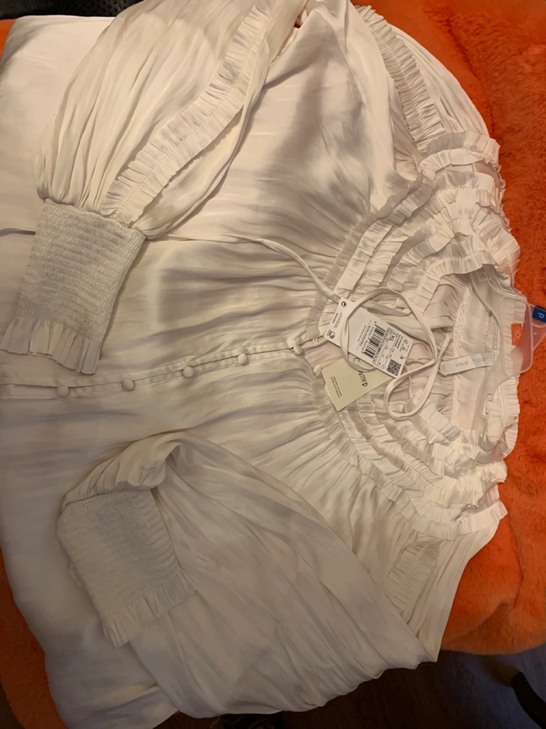 New Mango White Ruffled Blouse - Size 1XL