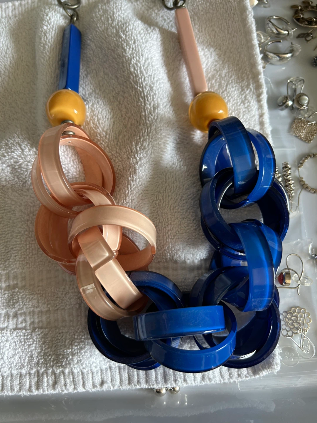 🌱Chunky Link Necklace - Blue, Peach