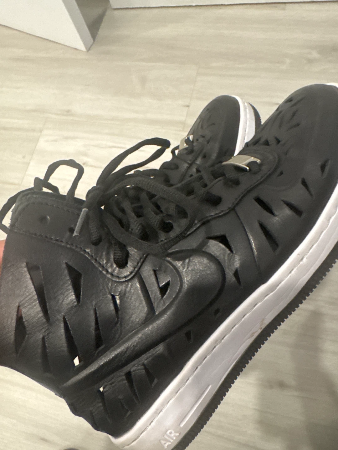 Nike Air Force 1 Mid Cutout Sneakers Black