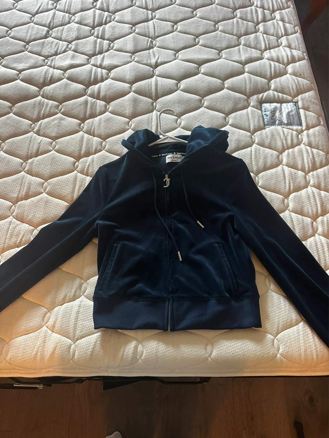 Juicy Couture Velour Hoodie Jacket Navy Blue Size M - photo 2