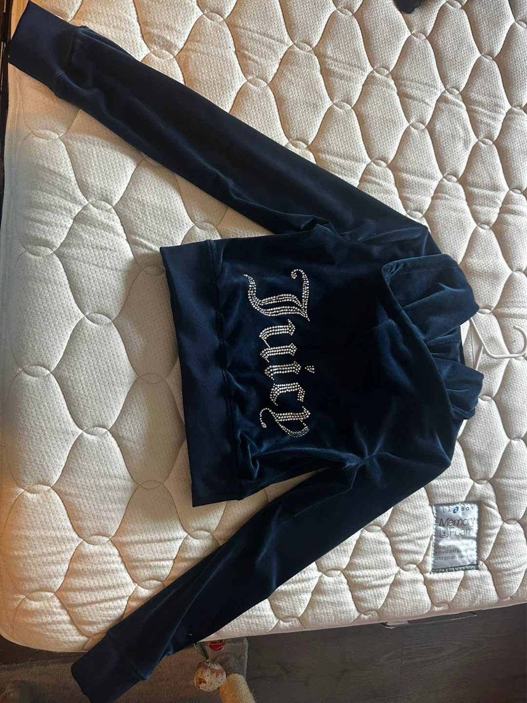 Juicy Couture Velour Hoodie Jacket Navy Blue Size M