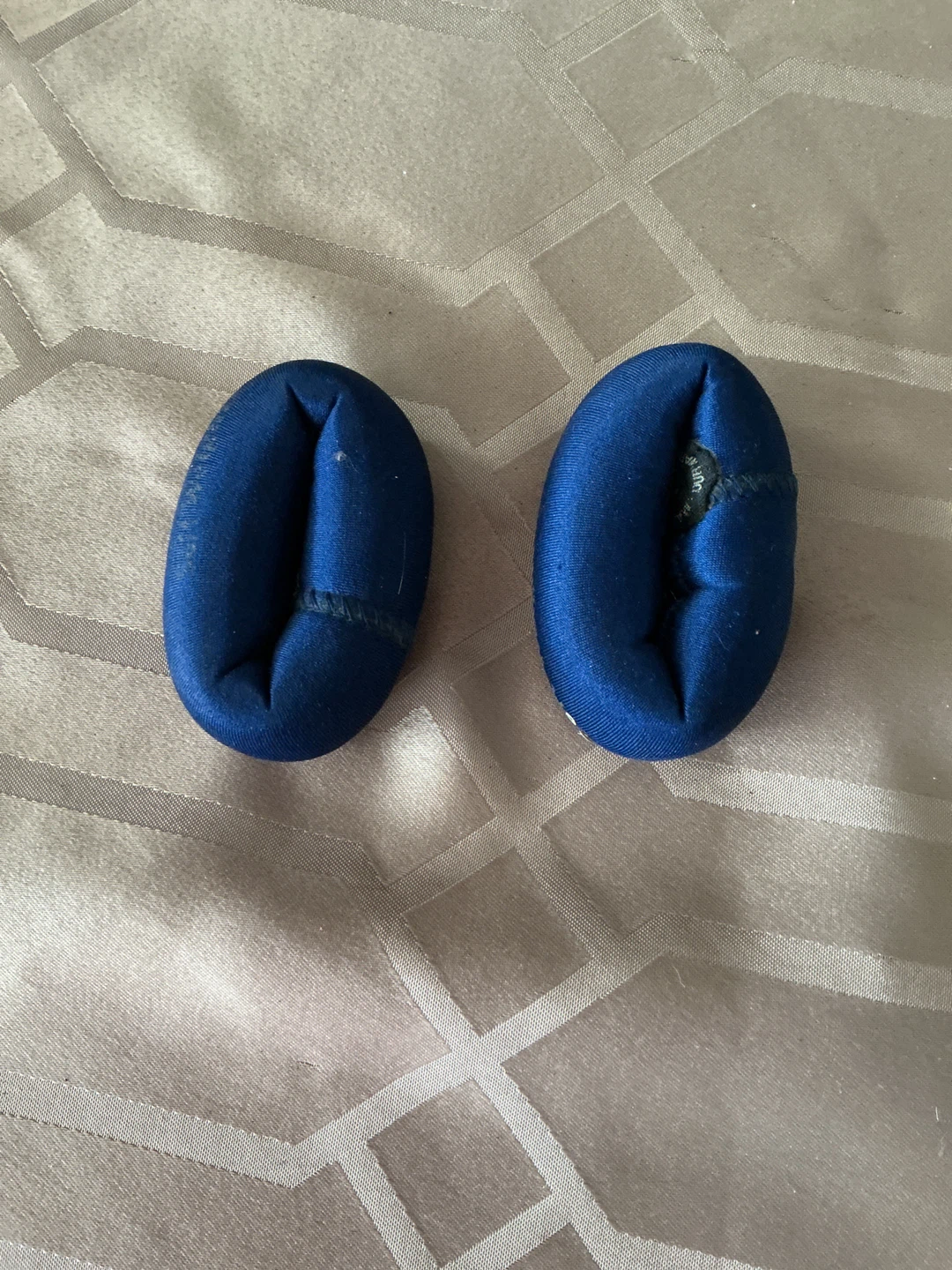 Soft Weights Blue Fabric Covered Oval Objects (Pair)