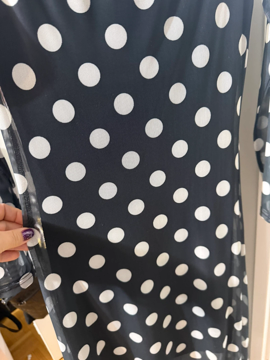 Black and White Polka Dot Mesh Dress - Size M 🌱 - photo 3