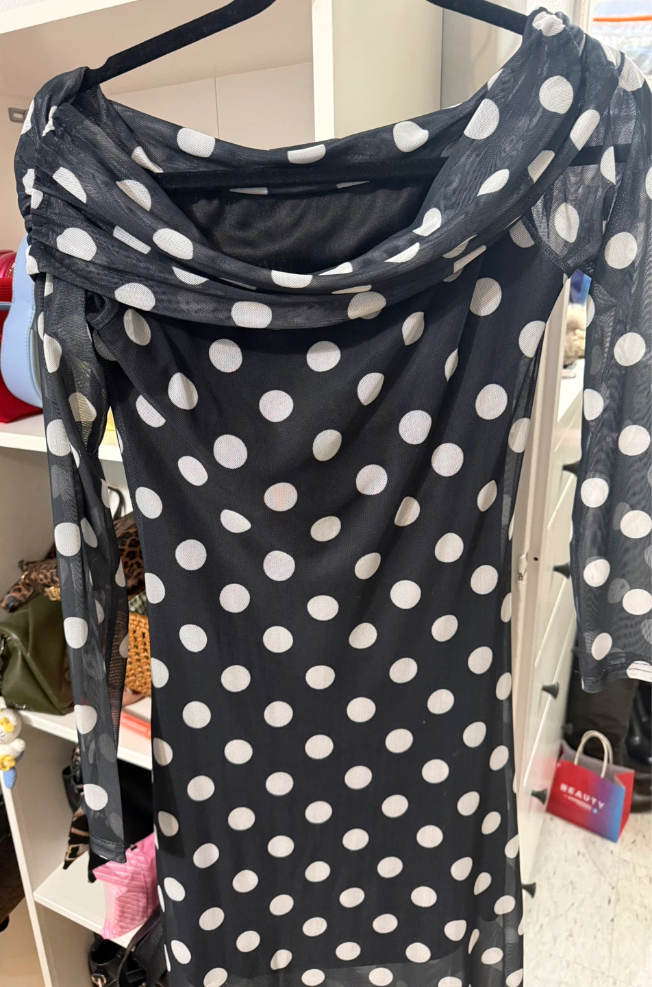 Black and White Polka Dot Mesh Dress - Size M 🌱 - photo 5