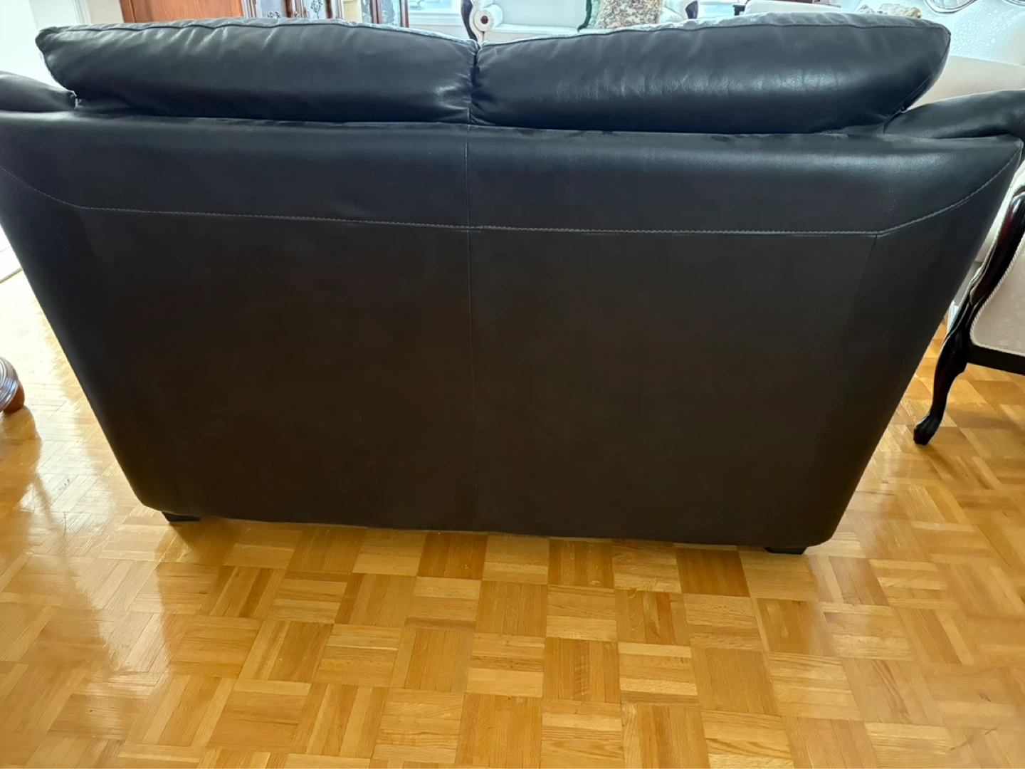 Dark Brown Leather Loveseat - photo 2