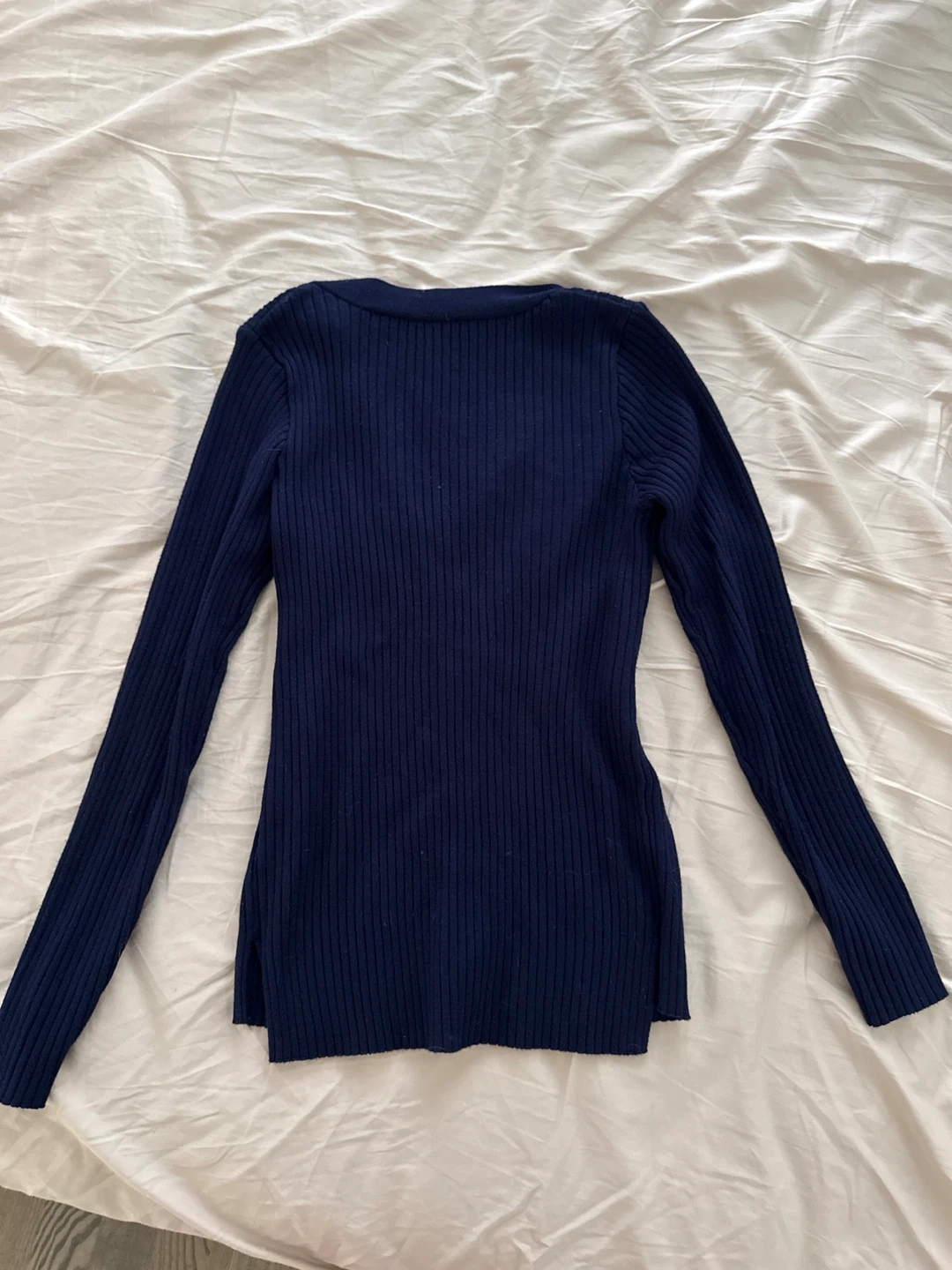 Navy Blue Ribbed Cardigan - photo 3