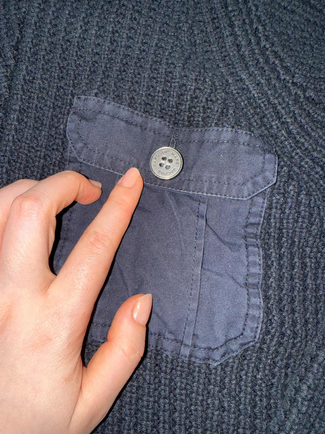 Marc by Marc Jacobs Navy Blue Turtleneck Sweater with Pocket - photo 2