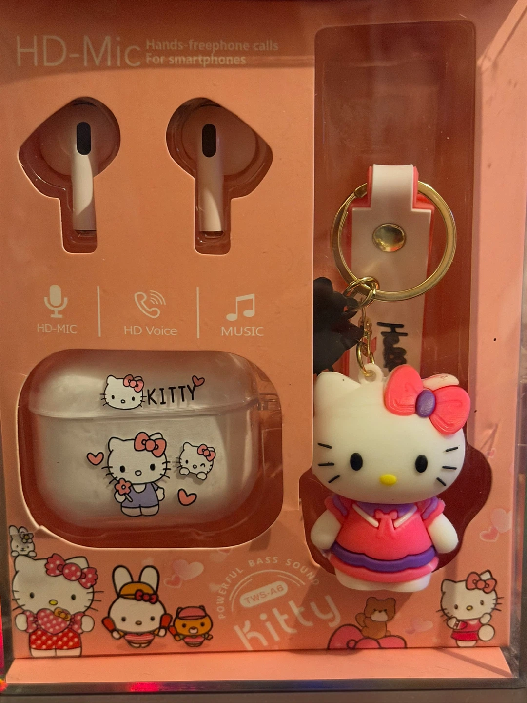 Hello Kitty Earbuds with Case and Keychain