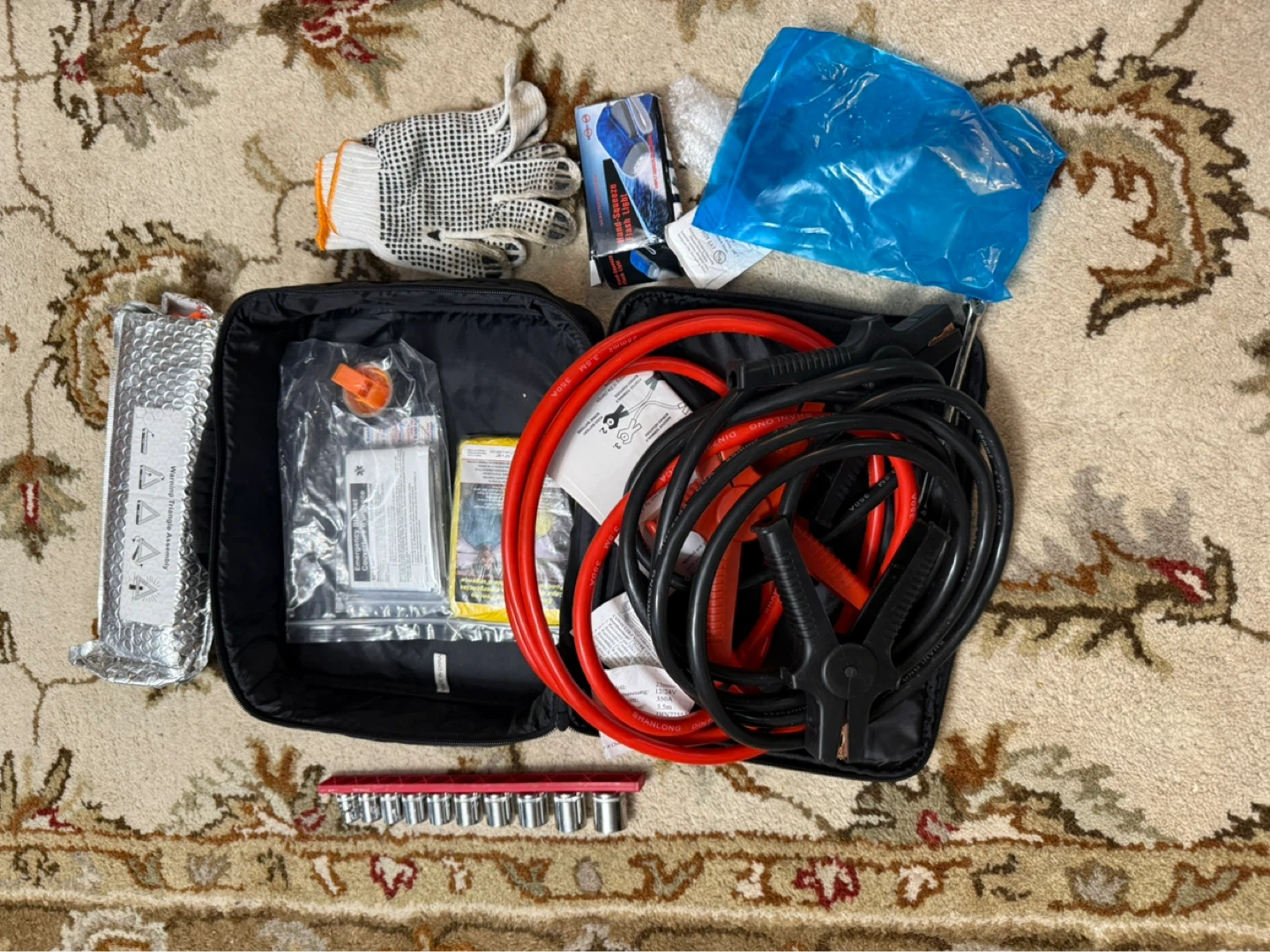 Volkswagen Roadside Assistance Kit with Jumper Cables & Gloves