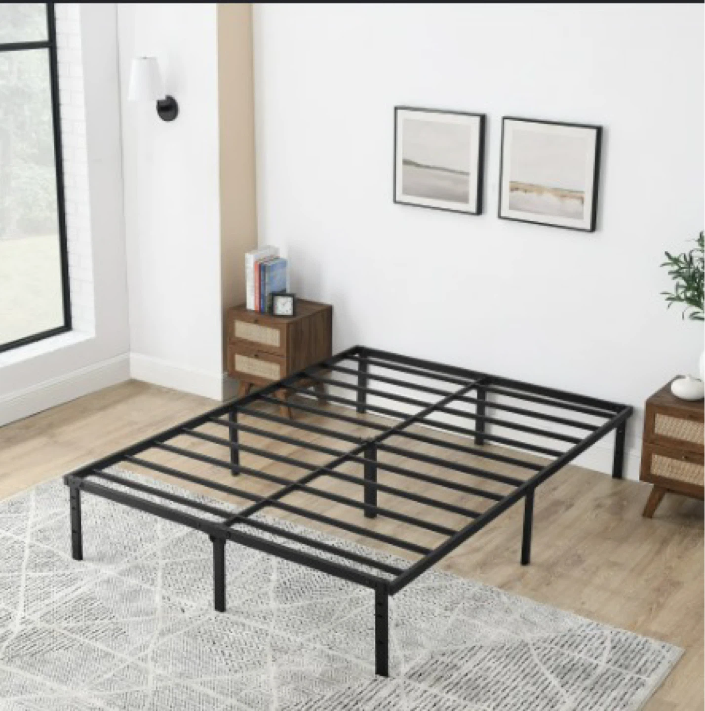 Mainstays 14” Black Metal Bed Frame 🌱