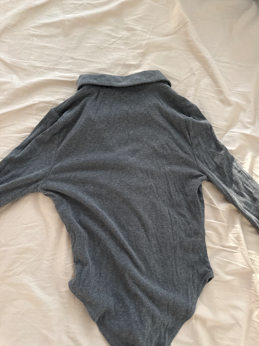 Grey Long Sleeve Collared Bodysuit - photo 5