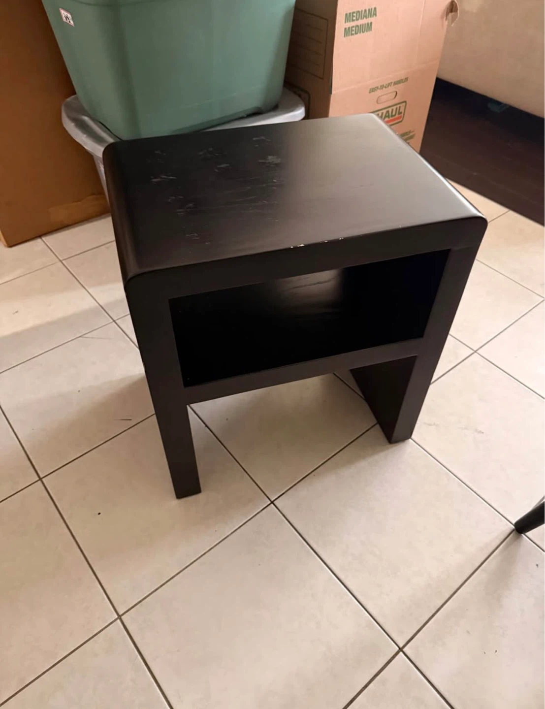 Dark Brown End Table with Shelf