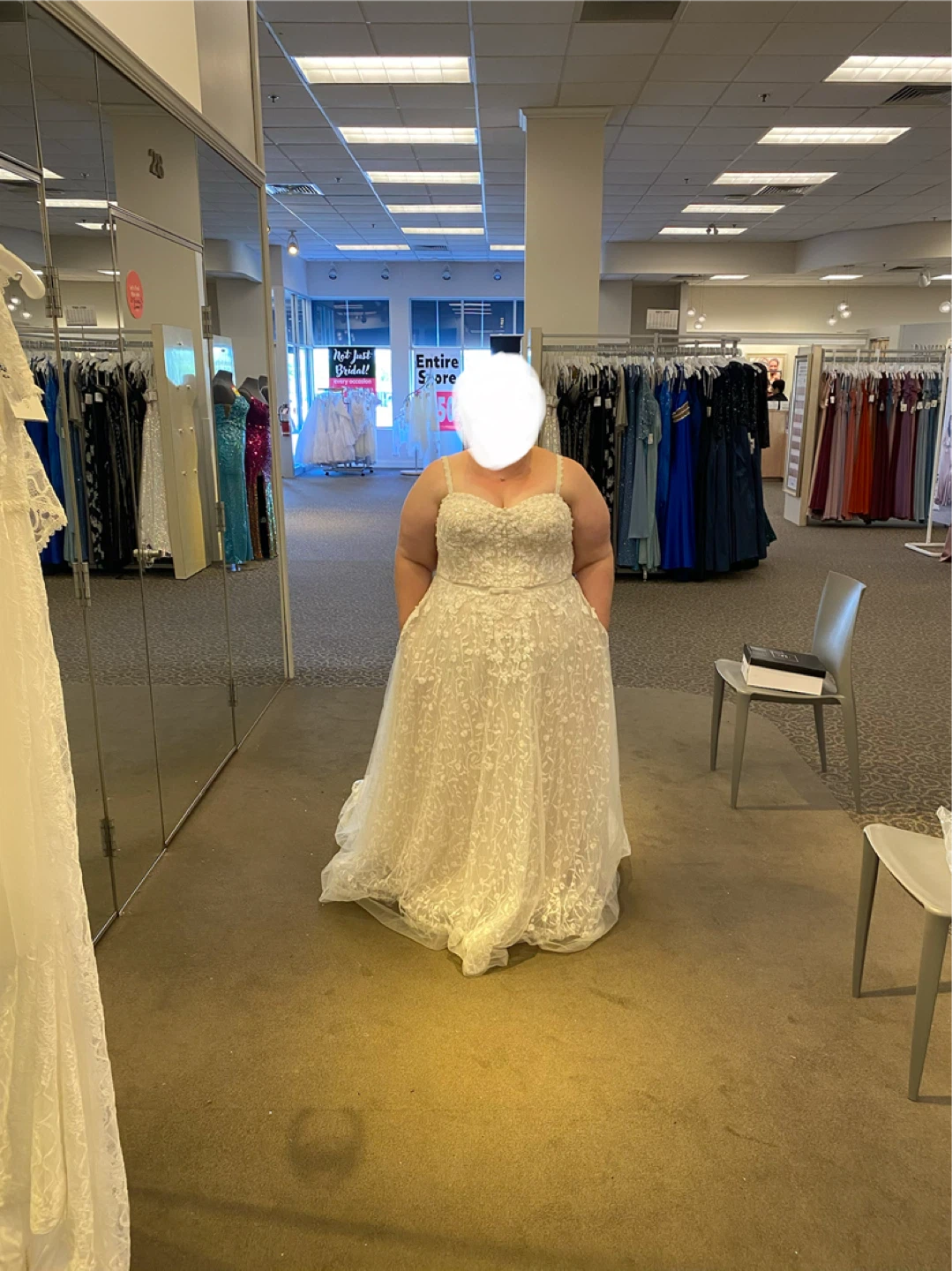 White Lace Wedding Dress with Spaghetti Straps - photo 2