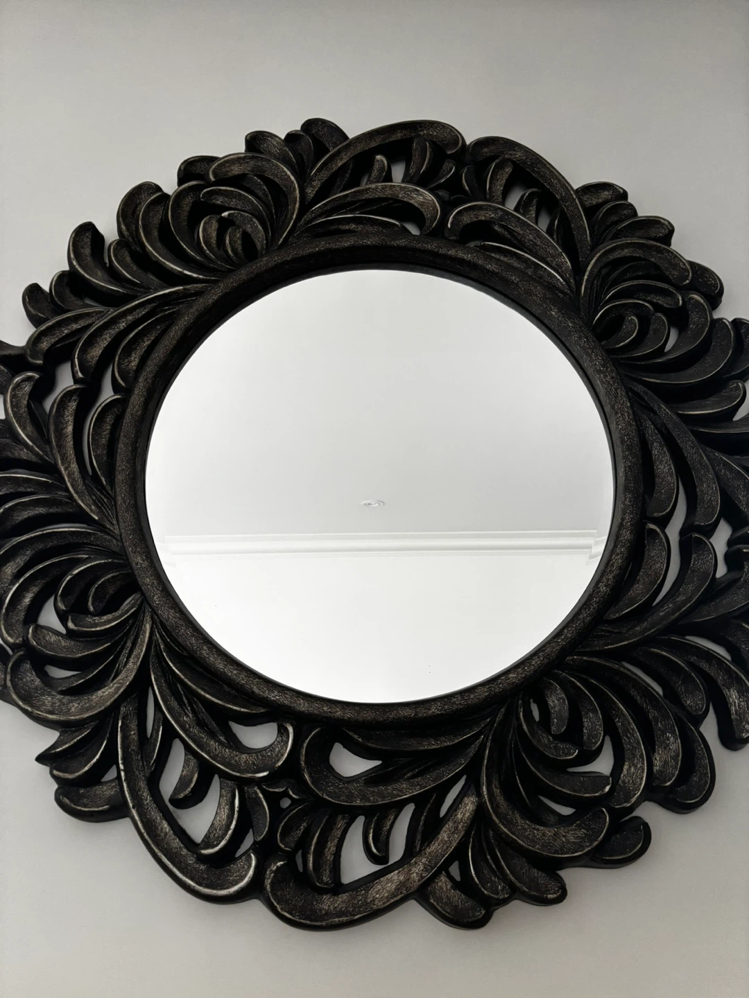 Ornate Black Round Wall Mirror - photo 2