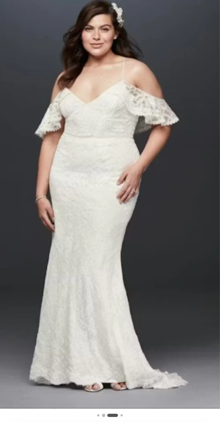 White Lace Wedding Dress with boho Shoulder Sleeves - photo 2
