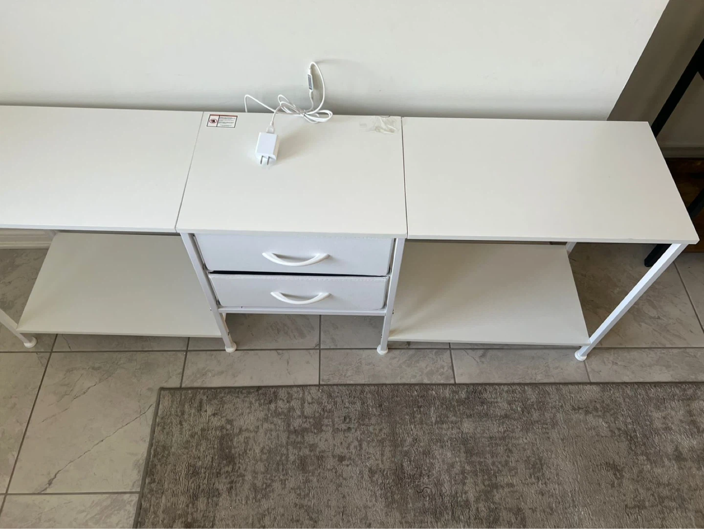 White Console Table with 2 Drawers and Shelves