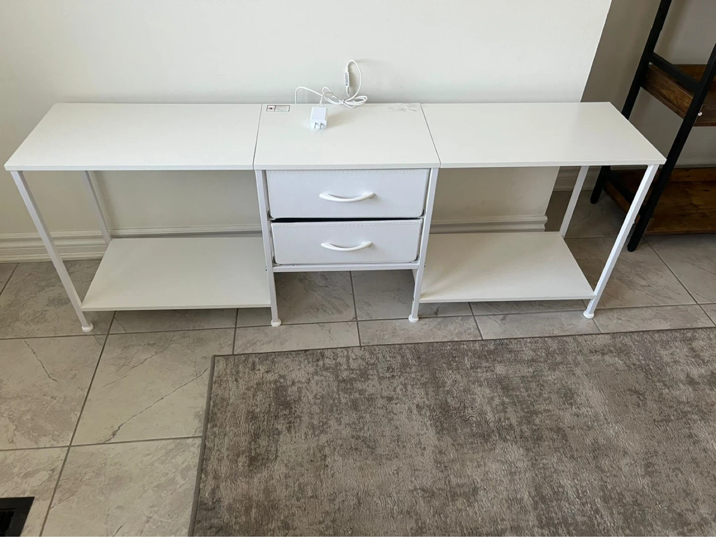 White Console Table with 2 Drawers and Shelves - photo 2