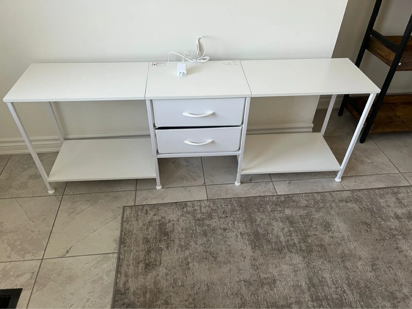 White Console Table with 2 Drawers and Shelves - photo 3