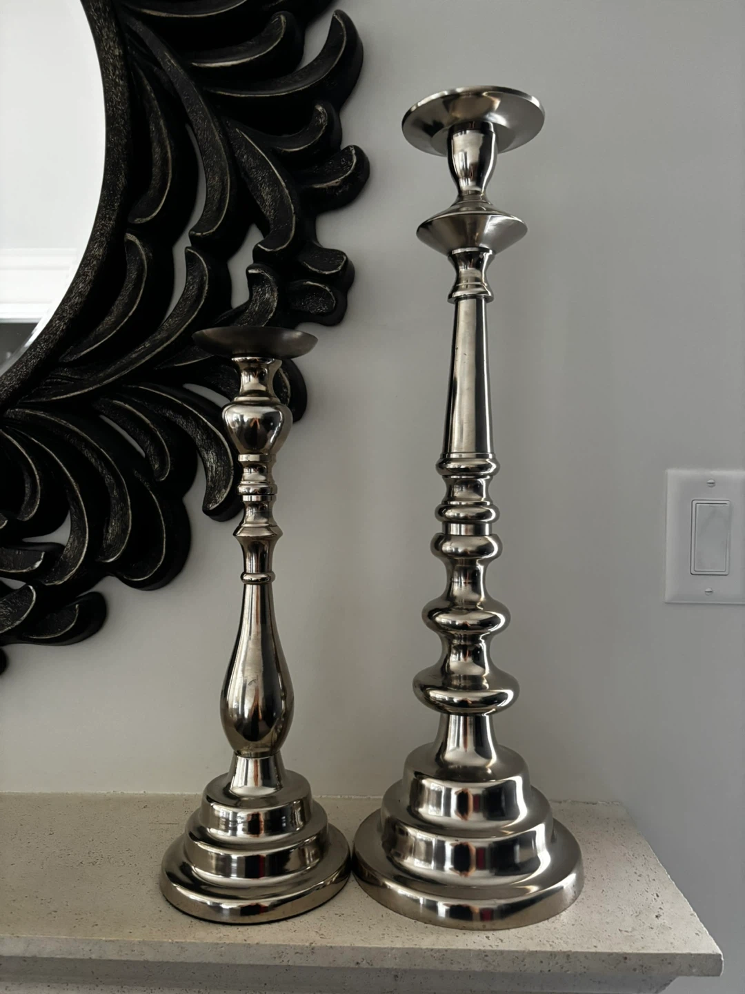 Set of 2 Silver Candlesticks