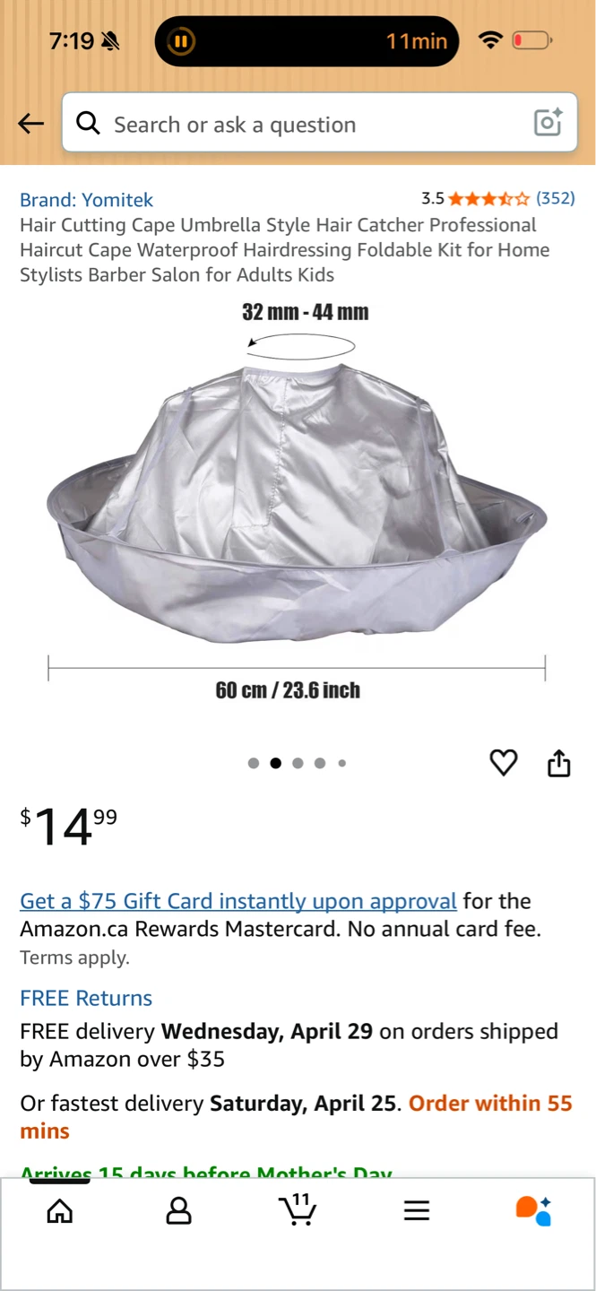 Yomitek Hair Cutting Cape Umbrella Style Hair Catcher - photo 2