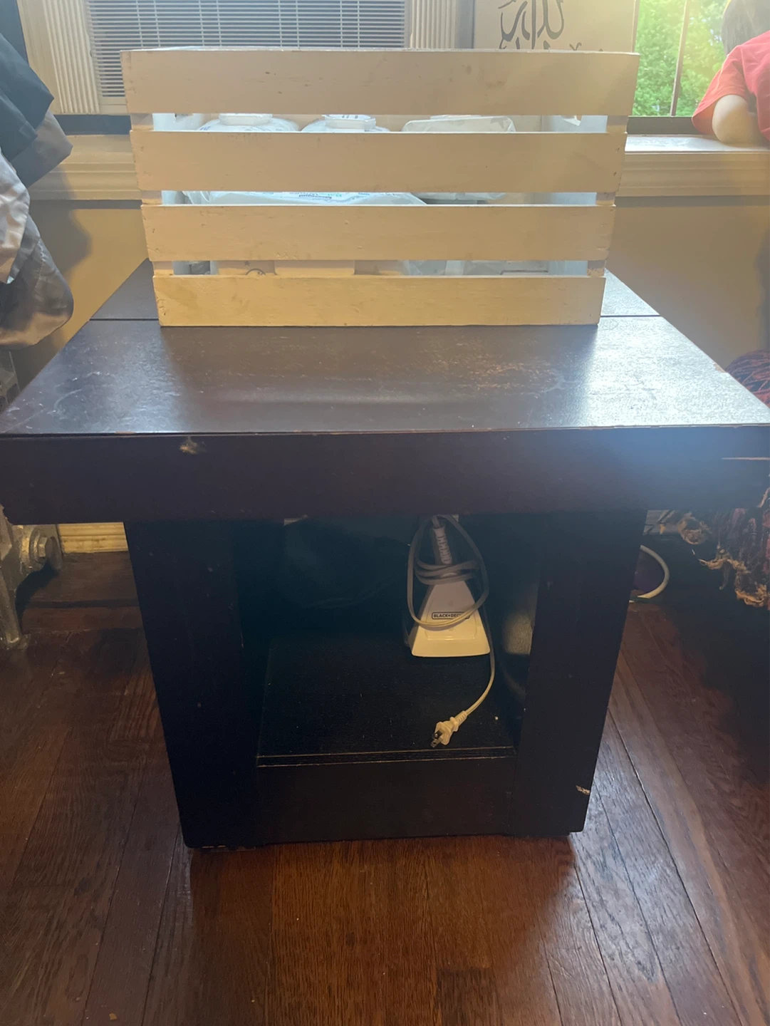 Dark Wood End Table with Drawer