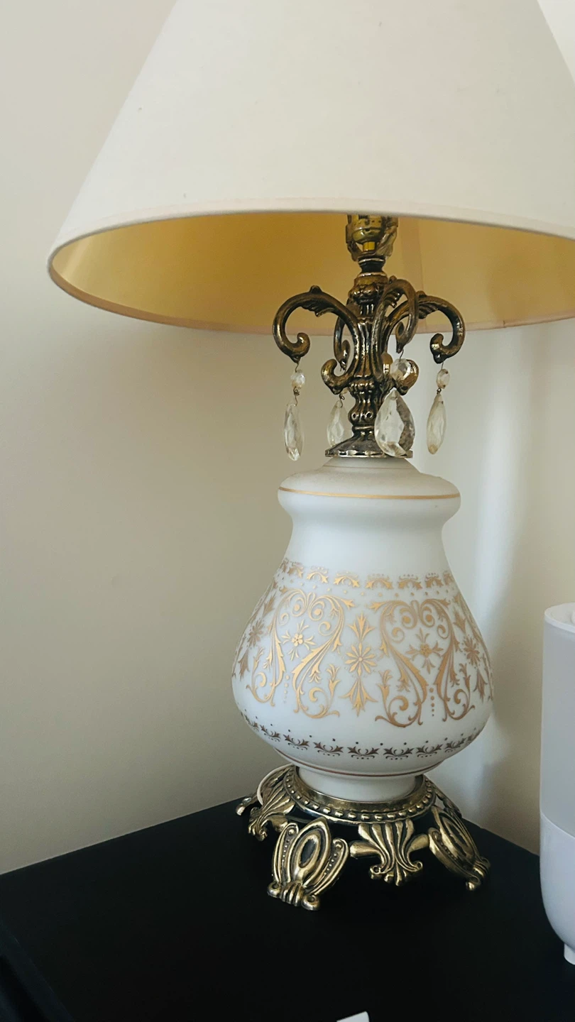 Vintage Table Lamp with Crystal Accents