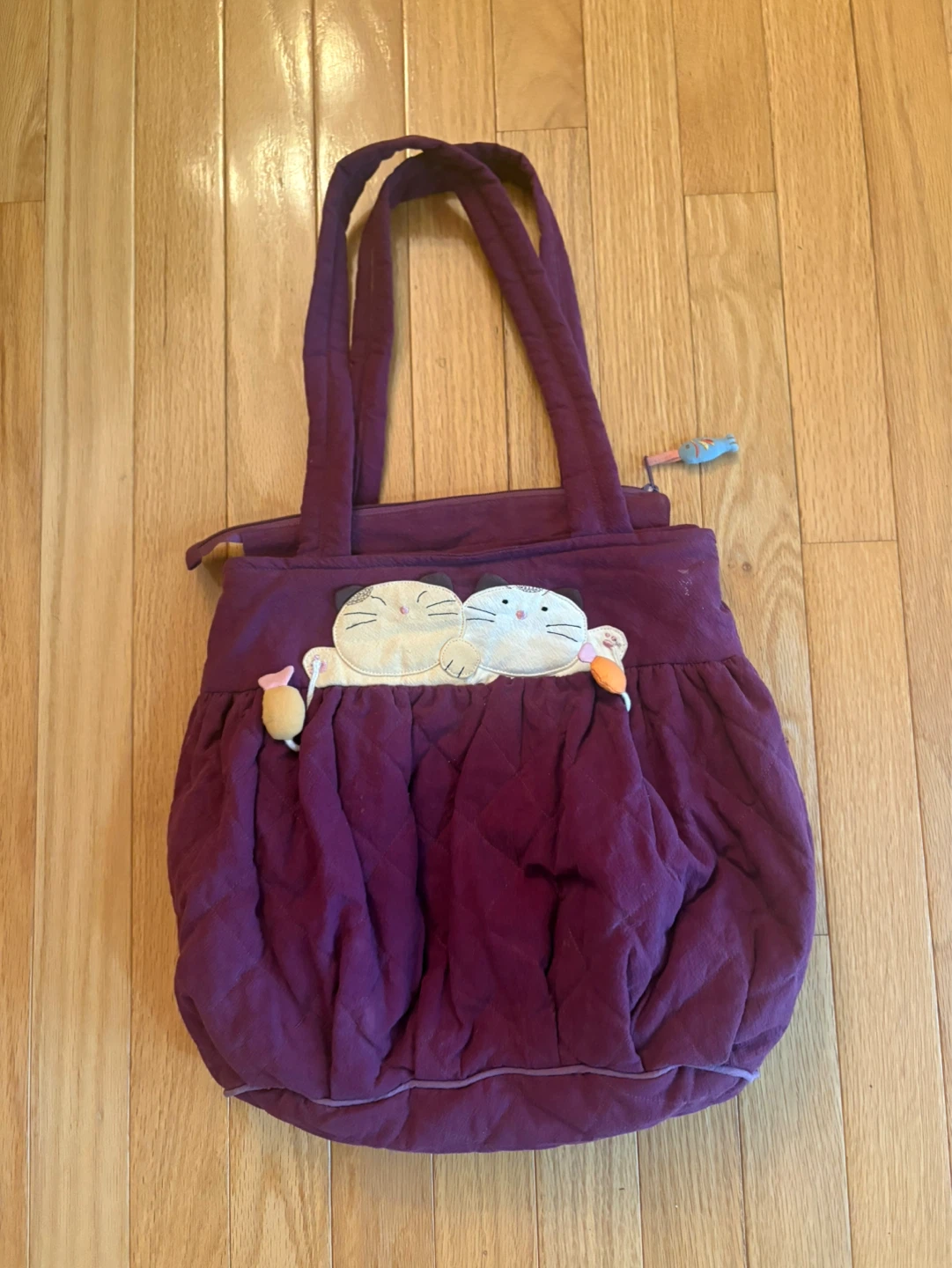 Quilted Purple Cat Tote Bag