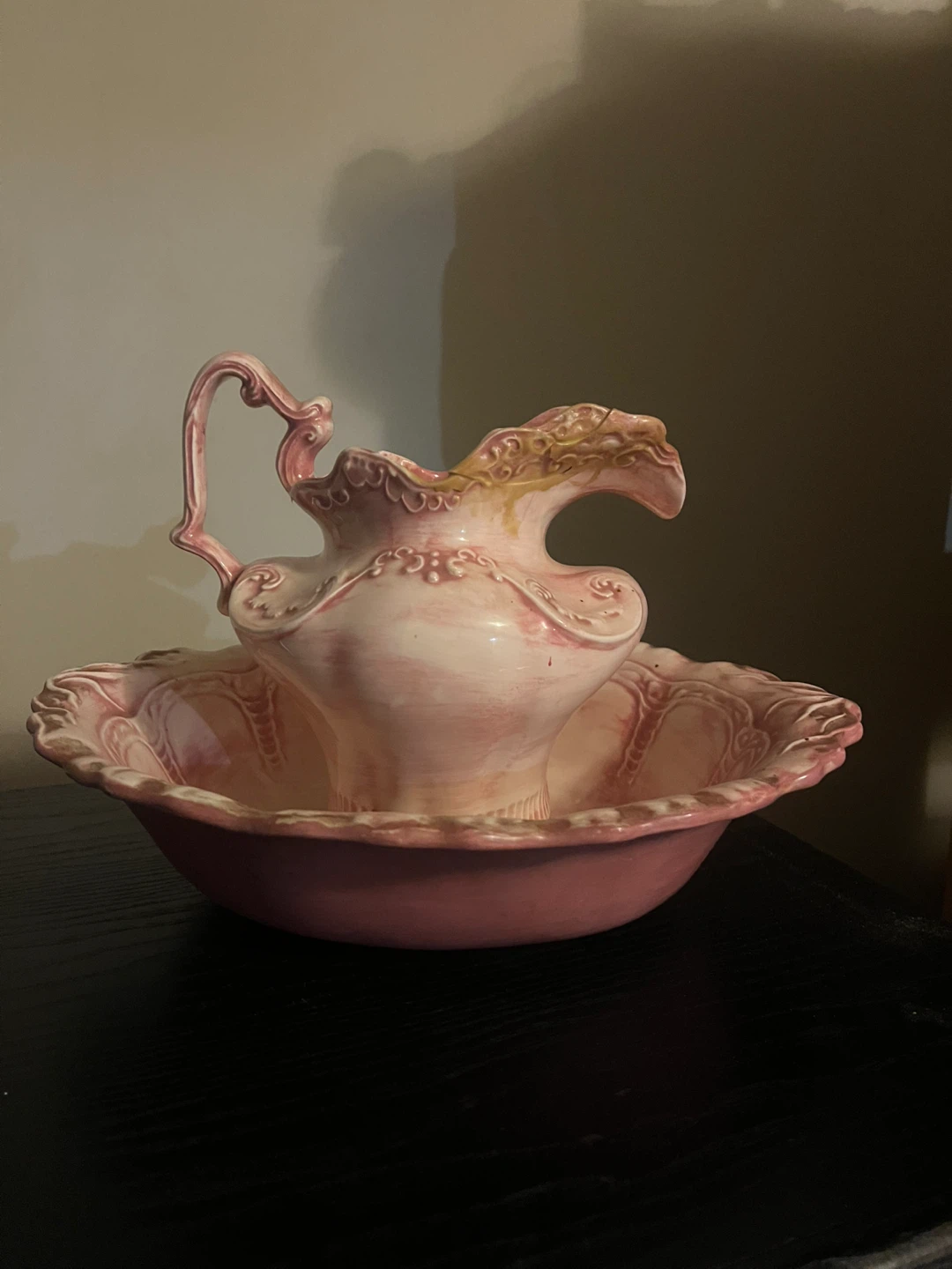 Vintage Pink Pitcher and Basin Set