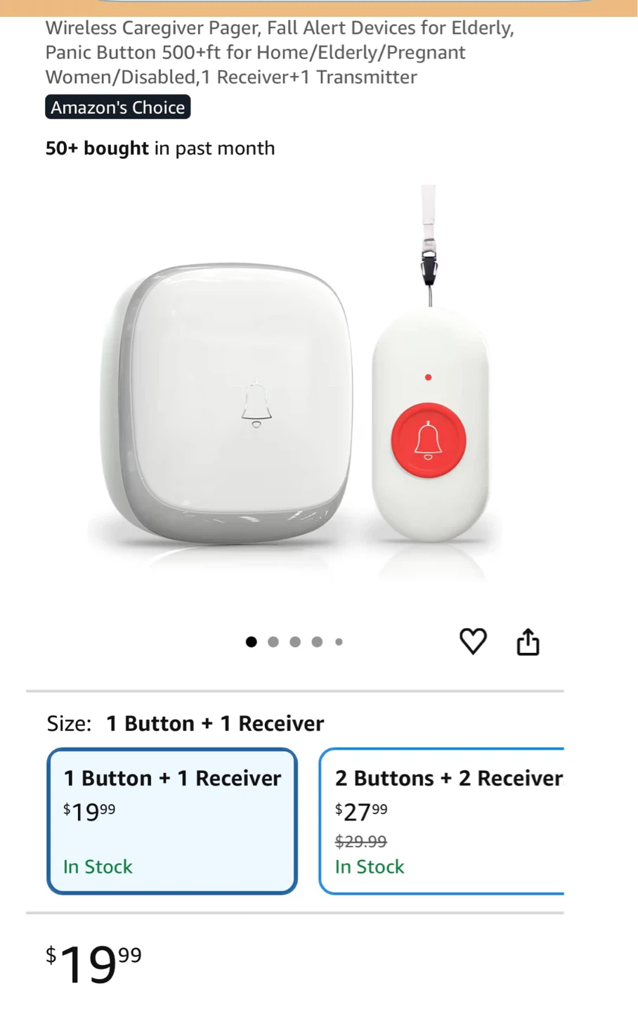 Wireless Caregiver Pager Fall Alert Device