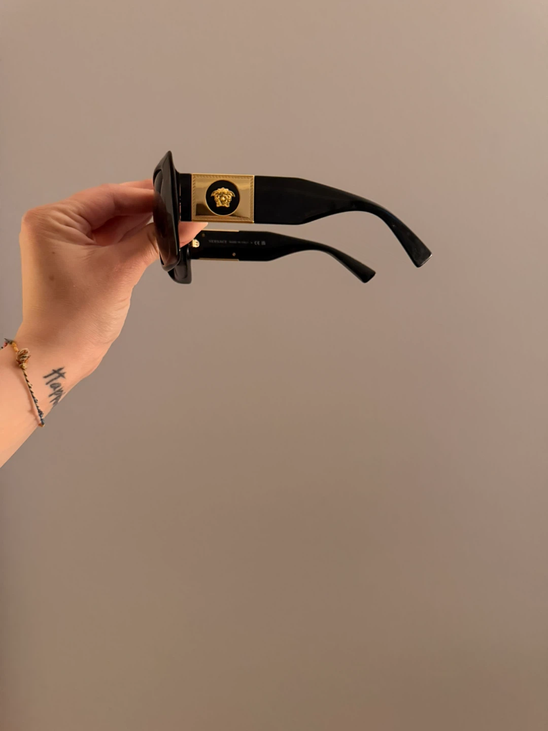 Versace Black Square Sunglasses with Medusa Detail