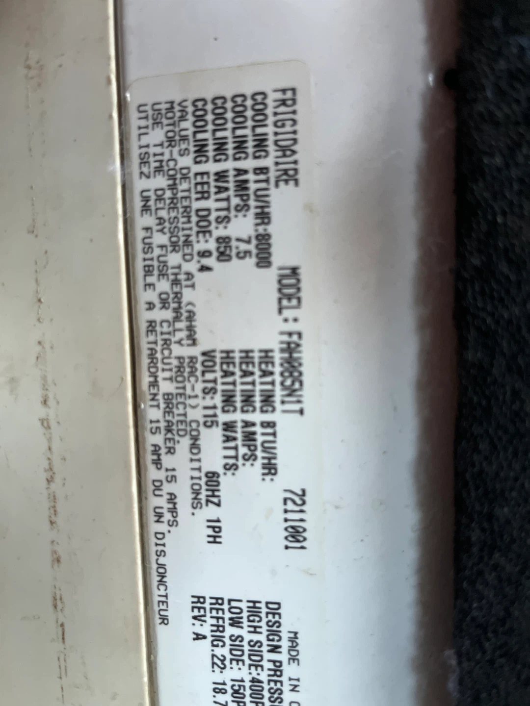 Frigidaire FH08BSN1 Window Air Conditioner - photo 3