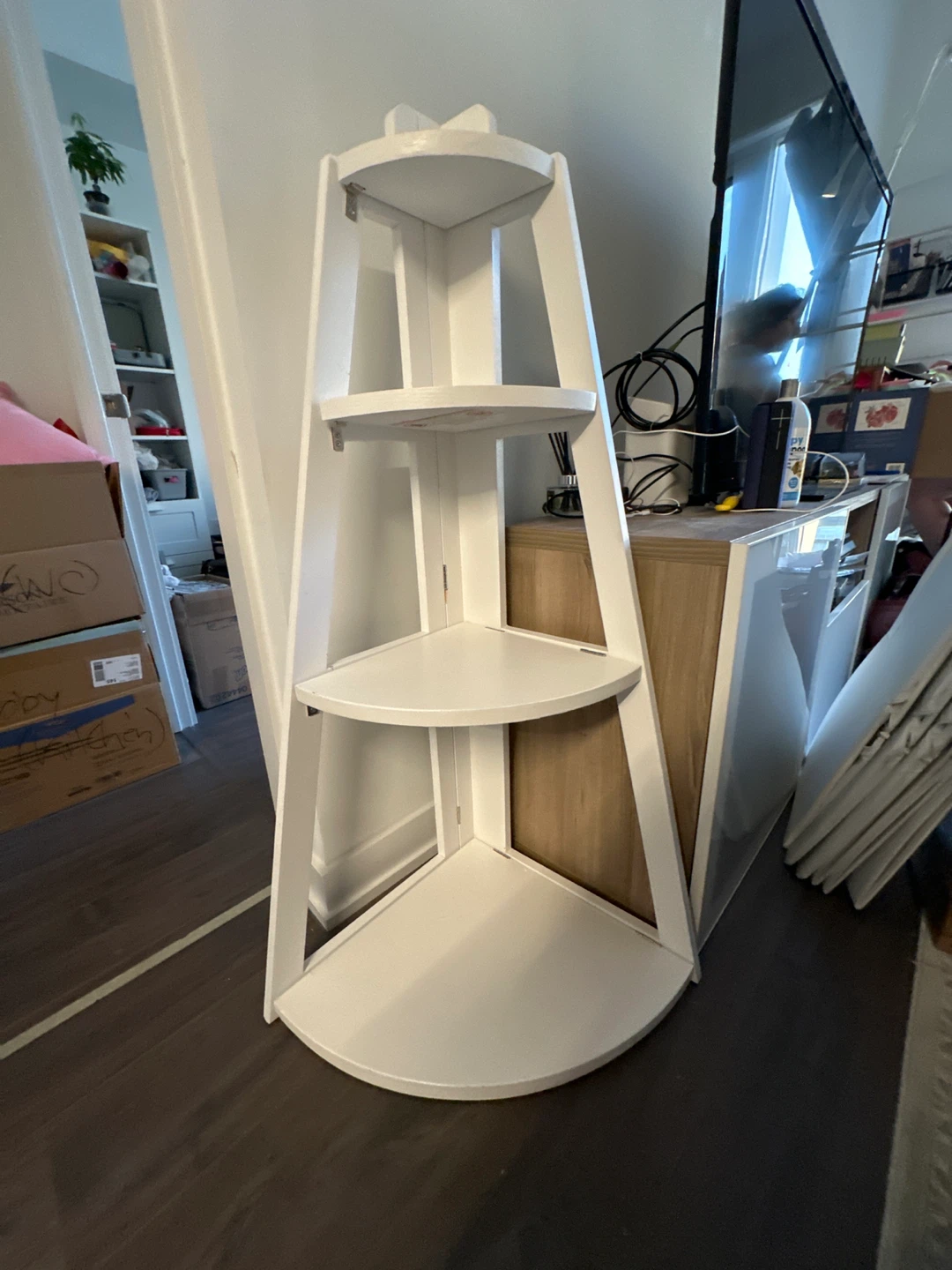 White Corner Shelf Unit 3 layers that can be folded - photo 2