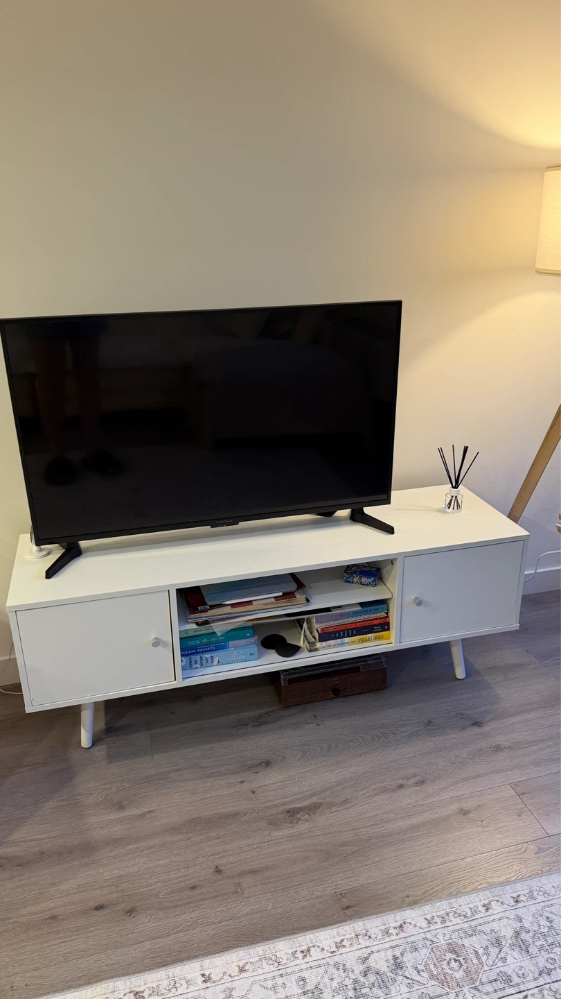 White TV Stand with Storage