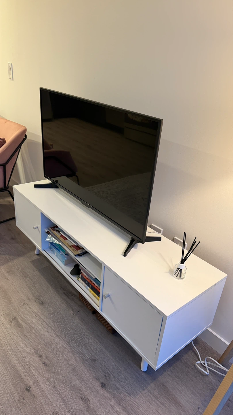 White TV Stand with Storage - photo 3