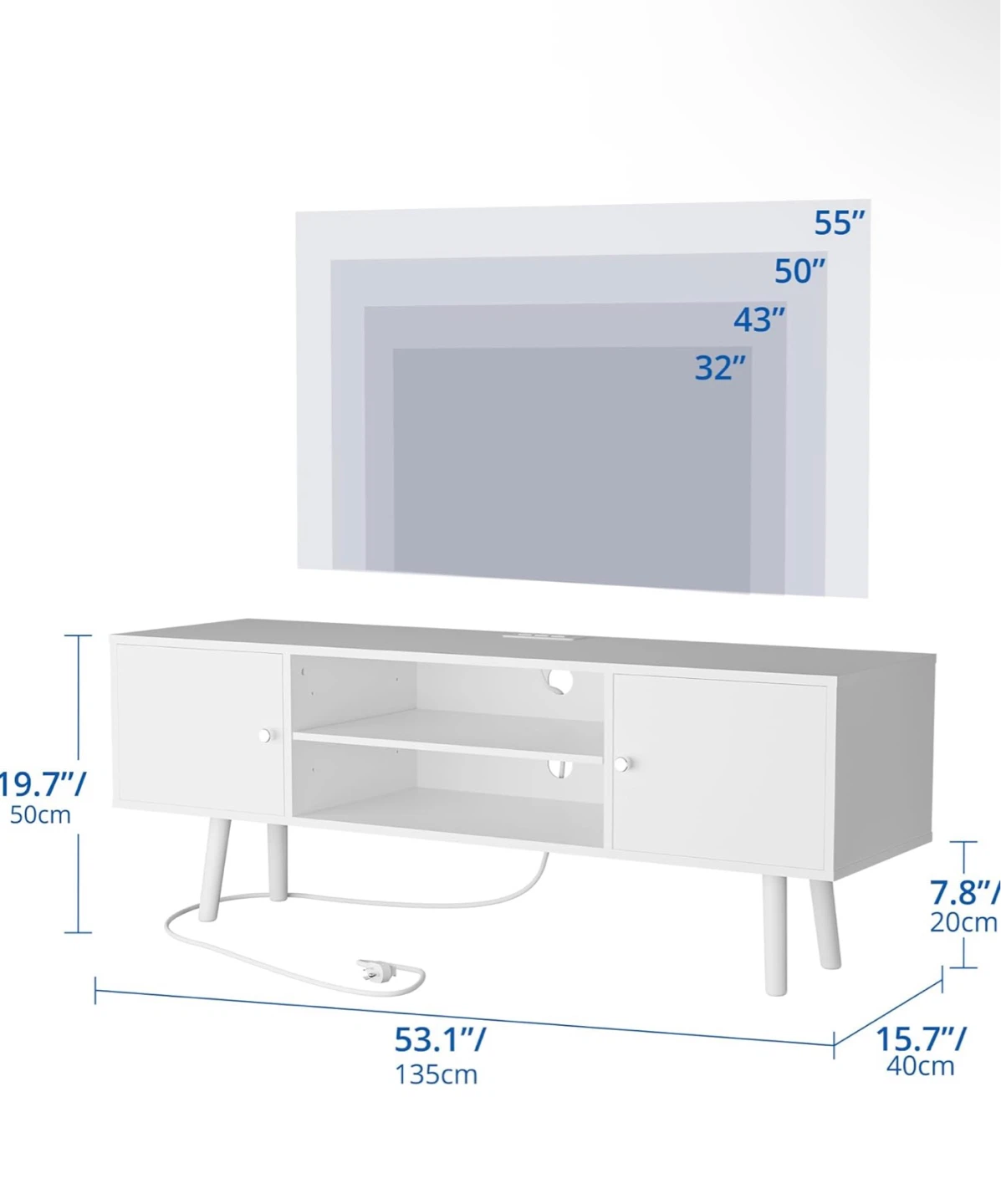 White TV Stand with Storage - photo 2