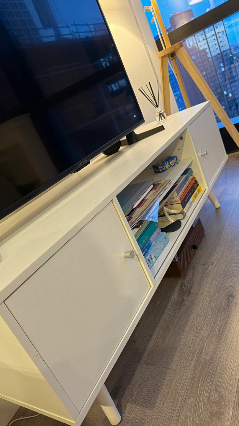 White TV Stand with Storage - photo 4