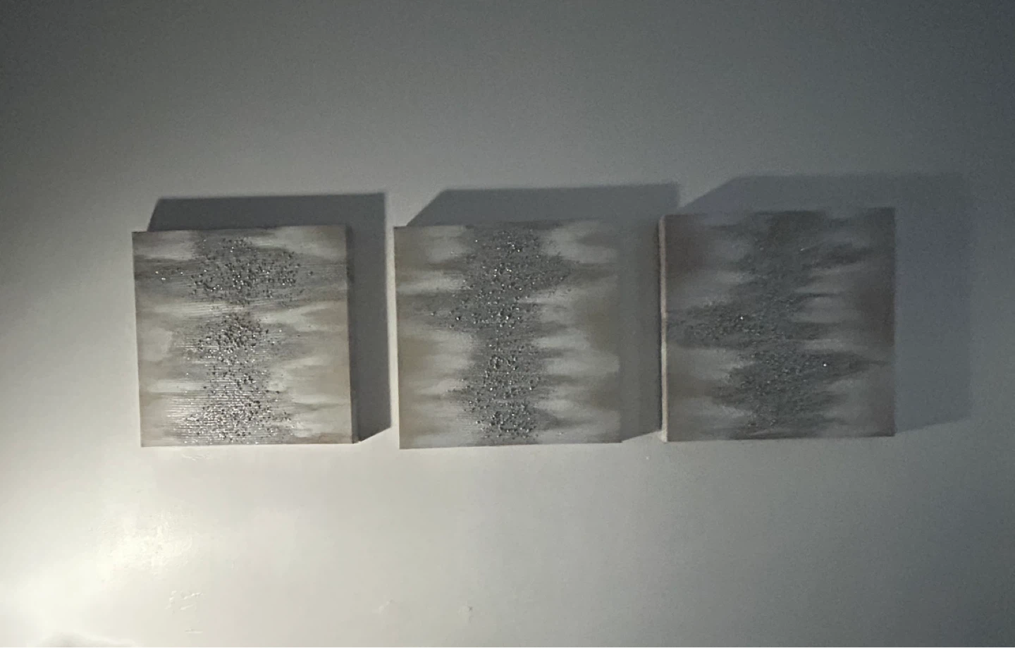 Set of 3 Grey and Silver Textured Wall Art Canvases