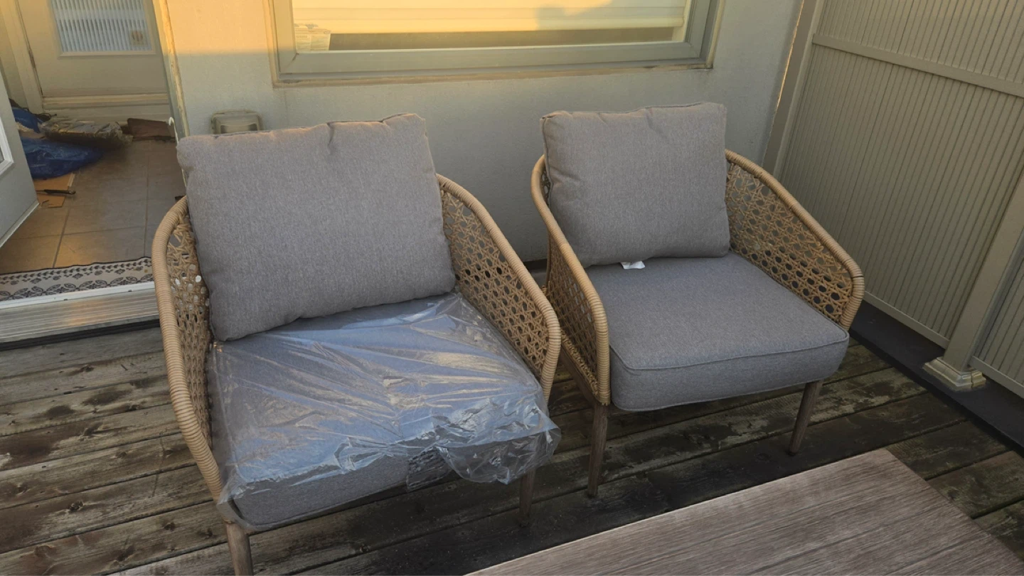 Sold)Metal Wicker style Patio Furniture Set with Sofa and Chairs - photo 3